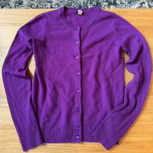 J Crew purple cashmere cardigan